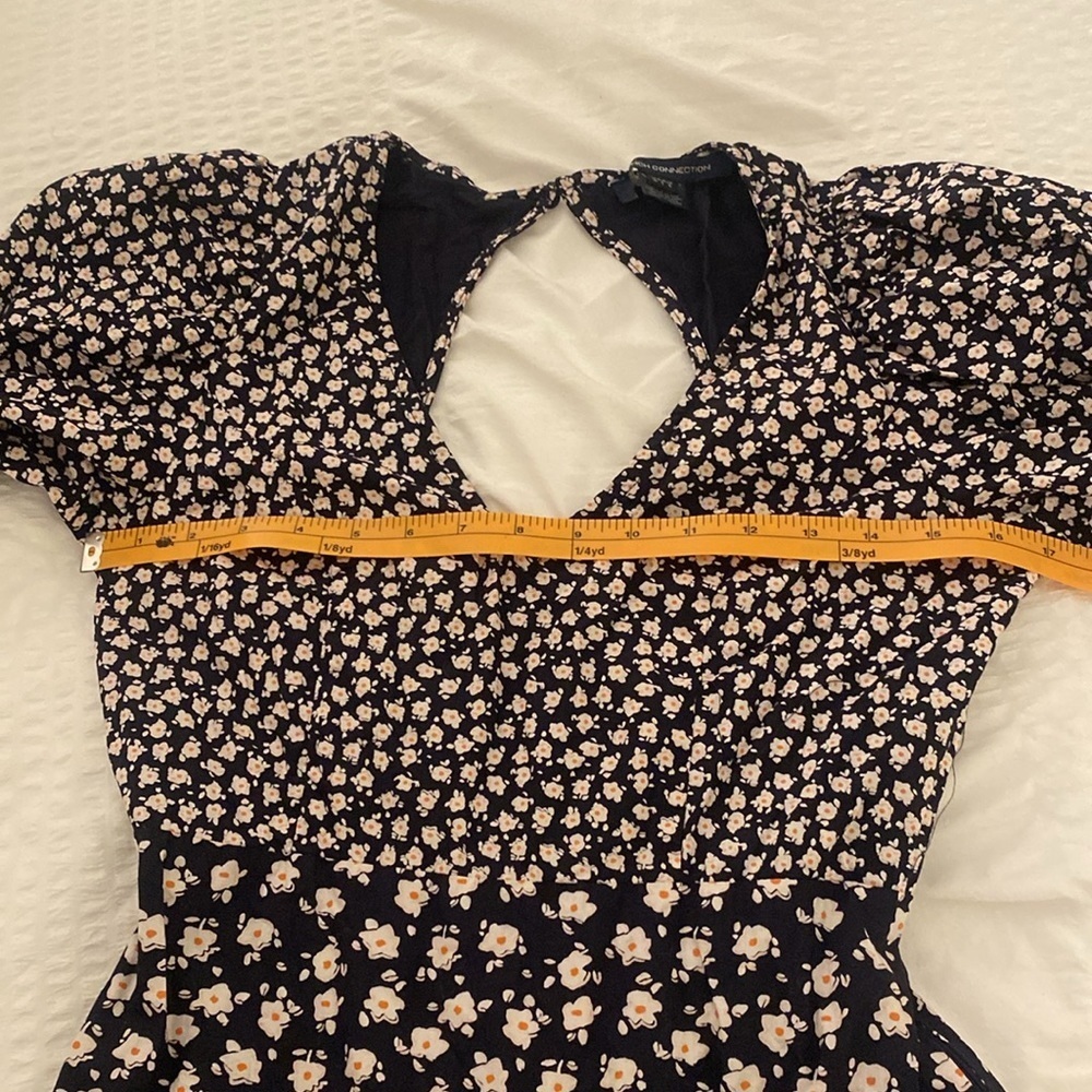 French Connection puff sleeve whimsy floral mini dress in blue size 6 - Picture 10 of 13